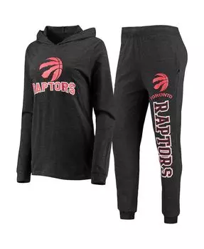 Женский черный комплект для сна с капюшоном и брюками Toronto Raptors Concepts Sport, черный