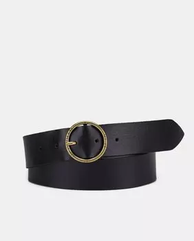 Женский черный кожаный ремень Levi's с круглой пряжкой Levi's, черный