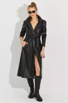 Женский черный плащ из искусственной кожи на подкладке QRS8369 Cool & Sexy