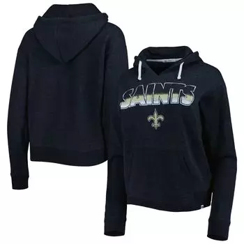 Женский черный пуловер с капюшоном '47 New Orleans Saints Color Rise Kennedy Notch Neck