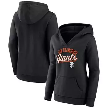 Женский черный пуловер с капюшоном Fanatics San Francisco Giants Simplicity Crossover с v-образным вырезом Fanatics