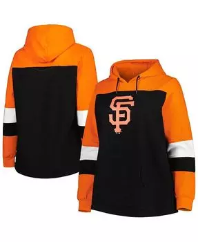 Женский черный пуловер с капюшоном San Francisco Giants большого размера с цветными блоками Profile, черный