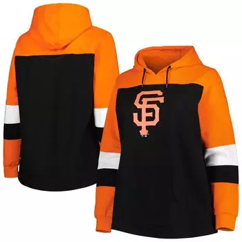 Женский черный пуловер с капюшоном San Francisco Giants большого размера с цветными блоками