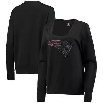 Женский черный пуловер с квадратным вырезом Cuce New England Patriots Winners