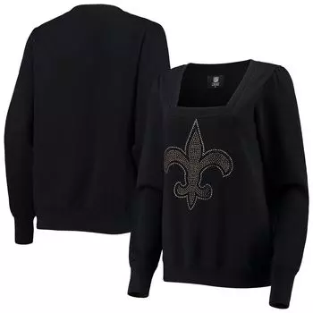 Женский черный пуловер с квадратным вырезом Cuce New Orleans Saints Winners
