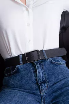 Женский черный ремень с прямоугольной пряжкой Lafaba