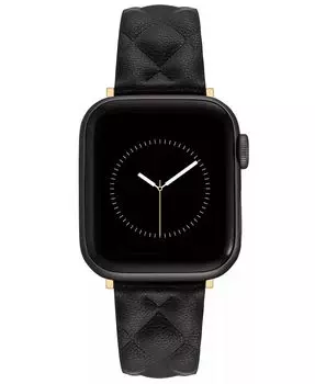 Женский черный стеганый ремешок из натуральной кожи, совместимый с Apple Watch диаметром 38/40/41 мм Anne Klein, мультиколор