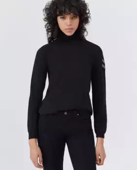 Женский черный свитер с высоким воротником IKKS