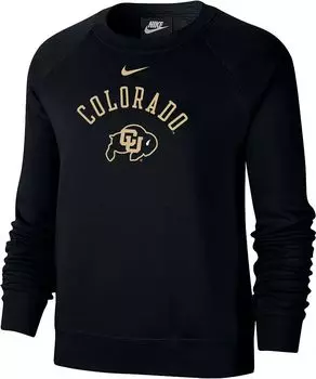 Женский черный свитшот с круглым вырезом с логотипом Nike Colorado Buffaloes Varsity Arch