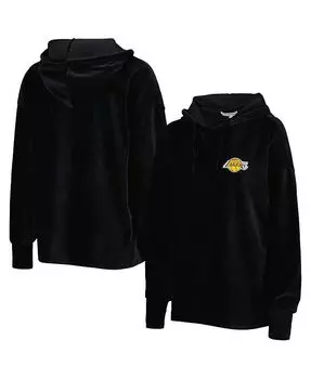 Женский черный велюровый пуловер с капюшоном Los Angeles Lakers End Line Touch, черный