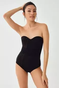 Женский черный закрытый купальник без бретелек Dagi