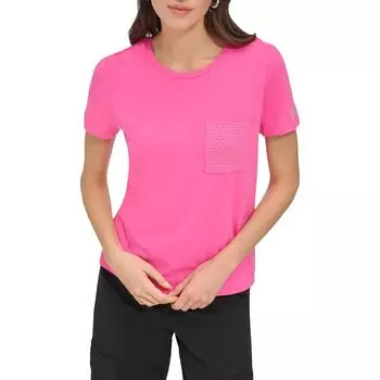 Женский декорированный топ с круглым вырезом DKNY, цвет shocking pink