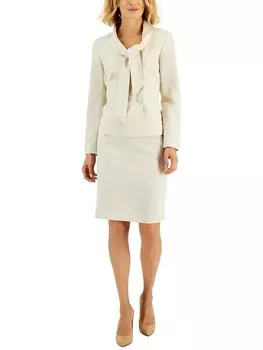 Женский деловой пиджак с двумя пуговицами Petites с завязками на шее Le Suit, цвет Champagne