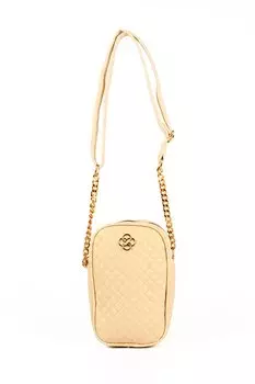Женский держатель для телефона и сумка через плечо на полуцепочке с вышитым клевером (20738) Luwwe Bags, крем