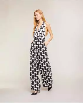 Женский длинный атласный комбинезон с лифом Motivi, мультиколор