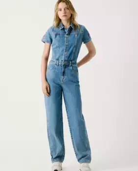 Женский длинный джинсовый комбинезон прямого кроя Pepe Jeans, синий