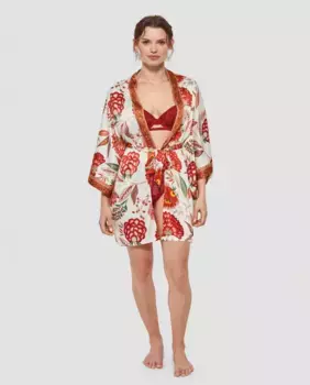 Женский длинный халат из принтованной ткани Gisela, мультиколор