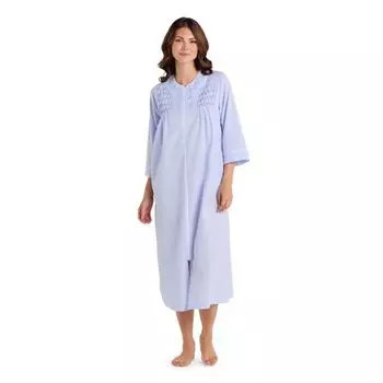 Женский длинный халат на молнии из сирсакера Miss Elaine Essentials, цвет blue white check