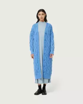 Женский длинный кардиган косой вязки Compaa Fantstica, синий