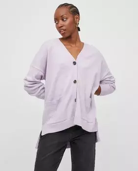 Женский длинный кардиган на пуговицах Vila, сиреневый