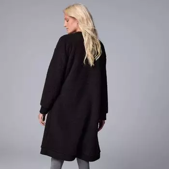 Женский длинный кардиган Simply Vera Vera Wang из плюша из шерпы с открытыми передними рукавами и длинными рукавами Simply Vera Vera Wang