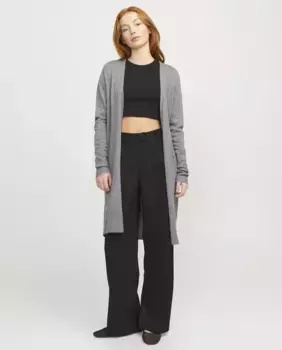 Женский длинный кардиган тонкой вязки Jack & Jones, серый