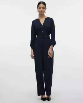 Женский длинный комбинезон с золотыми пуговицами Vero Moda, тёмно-синий