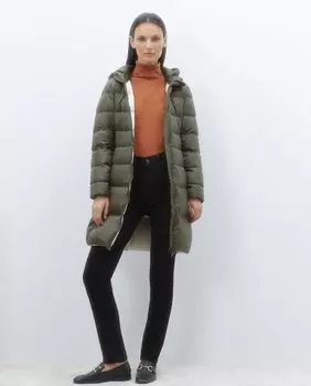 Женский длинный легкий пуховик с капюшоном El Corte Ingls