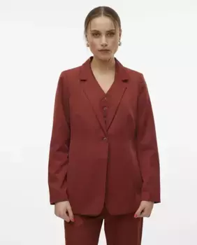 Женский длинный пиджак с подплечниками Vero Moda, бордовый
