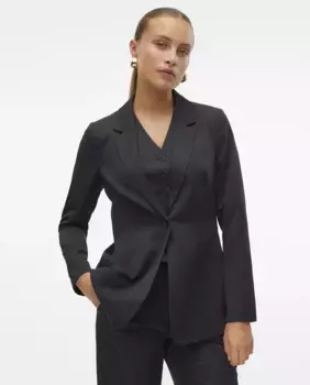 Женский длинный пиджак с подплечниками Vero Moda, черный