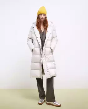 Женский длинный пуховик с двойным воротником Tintoretto, цвет Blanco Roto