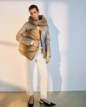 Женский длинный пуховик с капюшоном Woman El Corte Ingls, бежевый