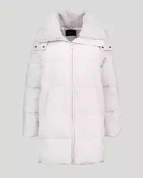 Женский длинный стеганый пуховик в клетку Woman El Corte Ingls, цвет 120 Crudo