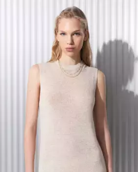 Женский длинный свитер с ленточками и разрезами Easy Wear, цвет Tostado