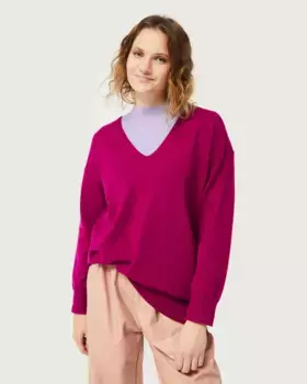 Женский длинный свитер с V-образным вырезом Compaa Fantstica, цвет Fucsia