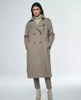 Женский длинный тренч в клетку с люрексом & Me Unlimited, коричневый