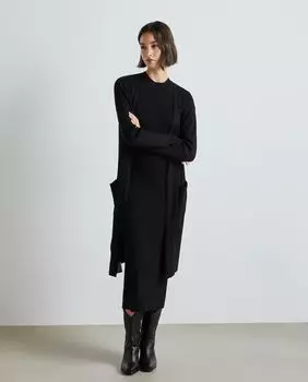Женский длинный трикотажный жакет в рубчик Easy Wear, черный