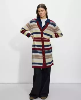 Женский длинный вязаный кардиган с полосатым принтом Parfois, мультиколор