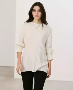 Женский длинный вязаный свитер Vero Moda, белый