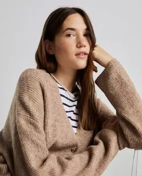 Женский длинный жакет английской вязки Easy Wear, коричневый