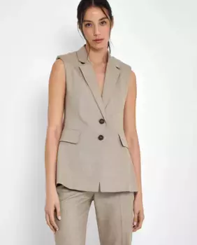 Женский длинный жилет с лацканами Trucco, бежевый