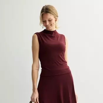 Женский драпированный топ с высоким воротником Nine West, цвет maddie plum