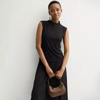 Женский драпированный топ с высоким воротником Nine West, черный