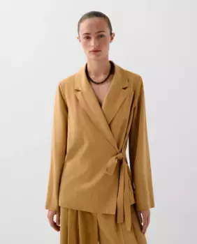 Женский двубортный блейзер с узлом Scalpers, бежевый