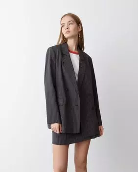Женский двубортный пиджак в тонкую полоску Brownie, темно-серый