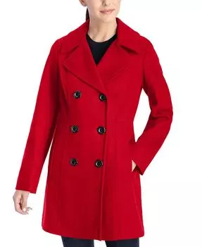 Женский двубортный полушерстяной бушлат Anne Klein, красный