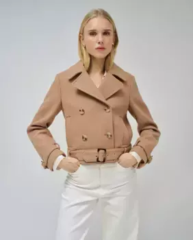 Женский двубортный жакет с поясом Salsa Jeans, коричневый