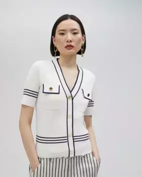 Женский двухцветный свитер с короткими рукавами Lola Casademunt, белый