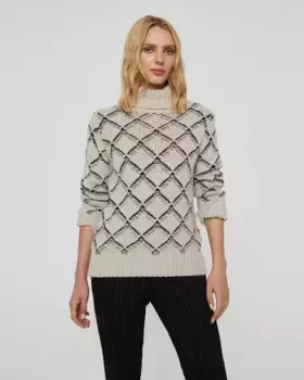Женский двухцветный свитер с высоким воротником и длинными рукавами Paz Torras, цвет Crudo