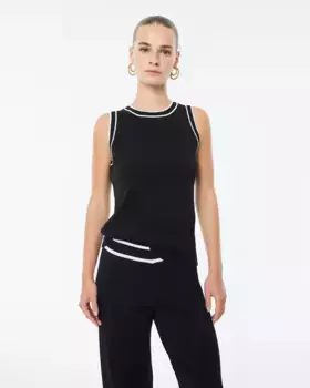 Женский двухцветный трикотажный топ без рукавов Paz Torras, черный